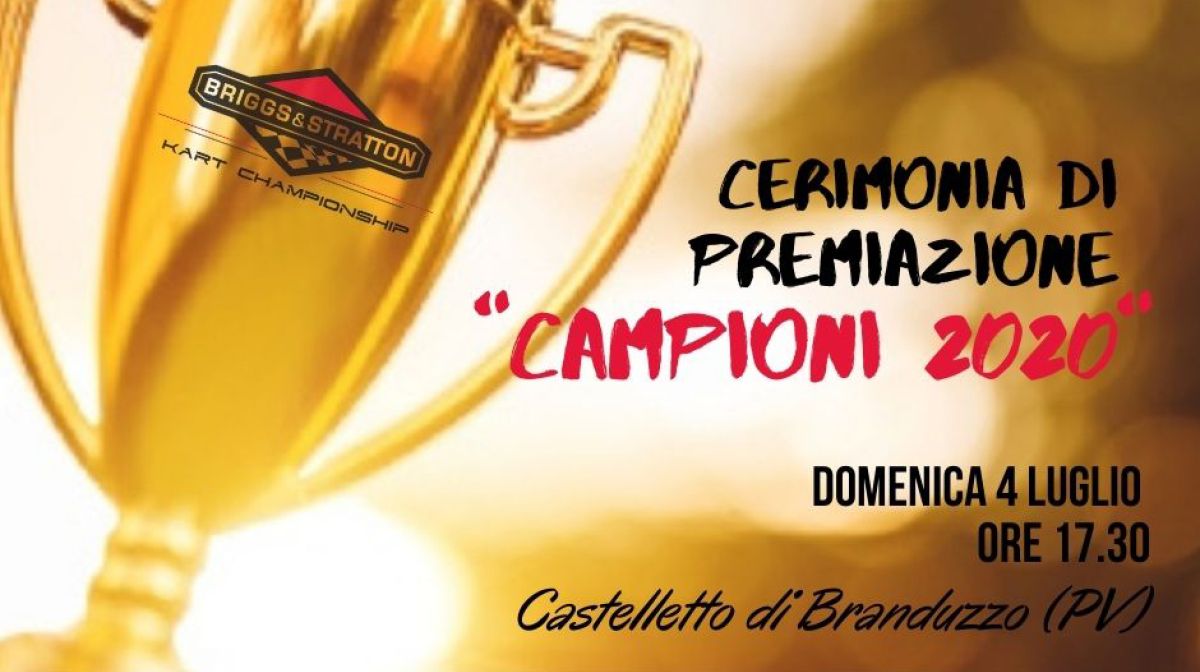 Domenica 4 luglio la Premiazione dei Campioni 2020 