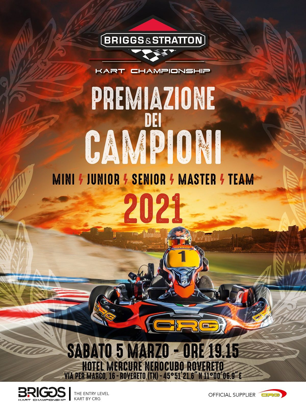 Sabato 5 marzo la Premiazione dei Campioni 2021